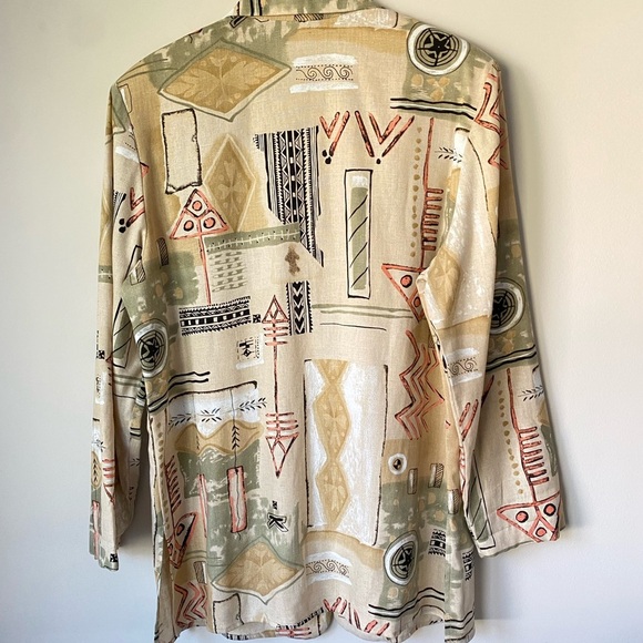 Dress Barn Abstract Design Linen Womans Blazer Size Large - Picture 4 of 17